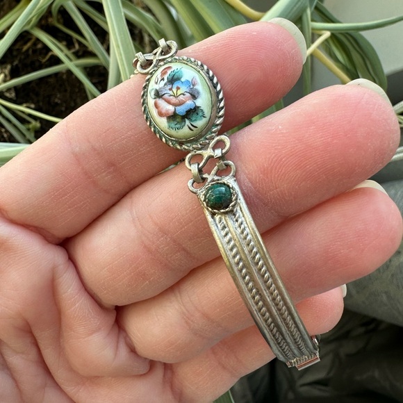 Vintage Russian Enamel Floral Filigree Bracelet - Picture 5 of 5